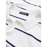 Ombre Men's horizontal striped viscose polo shirt - white and navy | ePonuda.com