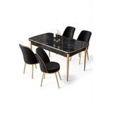 Hanah home Rasklopivi trpezarijski sto i stolice (5 delova) Nira Black Marble Gold Black | Eponuda.com