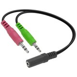 Audio adapter jack Speedlink, male 2×3,5mm 3-pin to female 3,5mm 4-pin, black adapter za slušalice SL-170305-BK Cijene