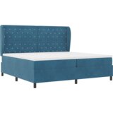  Visoka postelja z vzmetnico temno modra 200x200 cm žamet, (22050119) | Shoptok.si