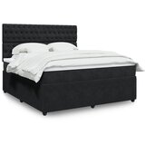 vidaXL Box spring postelja z vzmetnico črna 180x200 cm žamet | Shoptok.si