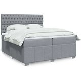 vidaXL Box spring postelja z vzmetnico svetlo siva 200x200 cm blago | Shoptok.si
