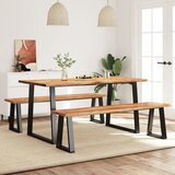 vidaXL 3-dijelni blagovaonski set sa živim rubom masivno drvo bagrema | shoptok.hr