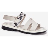 VINCEZA Ladies Leather Sandals On Flat Heel Leopard | Shoptok.si