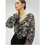 Koton Chiffon Blouse with Floral Rims V-Neck | Shoptok.si