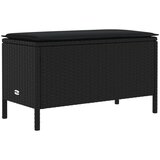  Vrtni otoman s jastukom Crna 80 x 38 x 45 cm PE ratan | shoptok.hr