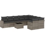  10-dijelni set vrtnih sofa od poliratana s jastucima sivi | shoptok.hr