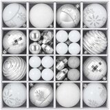 Set božićnih kuglica 88 kom. srebrna i bijela Ø 6 cm Plastika - srebrna i bijela | shoptok.hr