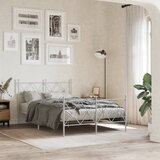  Metalni okvir kreveta uzglavlje i podnožje bijeli 120x190 cm | shoptok.hr