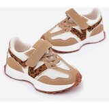 Boto Children's Velcro Sneakers Leopard Print Dark Beige Tezzu | Shoptok.si