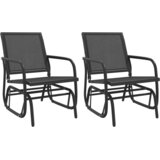 vidaXL Vrtne stolice ljuljačke 2 kom crne 61x76x87 cm tekstil i čelik - Crna 2 | shoptok.hr