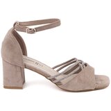 GOODIN Beige suede heeled sandals | Shoptok.si