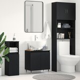 vidaXL omara za kopalnico Črni hrast Inženirski les Srednje Eleganten Cene