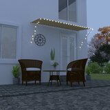 vidaXL Zložljiva tenda z LED lučmi 300x150 cm rumena in bela, (20692763) | Shoptok.si