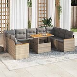 vidaXL 10-dijelni set vrtnih sofa s jastucima bež od poliratana bagrem Cijene