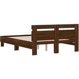  Posteljni okvir z vzglavjem rjavi hrast 135x190 cm inž. les, (20978834) | Shoptok.si