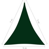 vidaXL Senčno jadro oksford blago trikotno 5x7x7 m temno zeleno, (20965101) | Shoptok.si