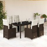  7-dijelni vrtni bistro set od poliratana s jastucima smeđi Smeđa 150 x 90 x 75 cm | shoptok.hr