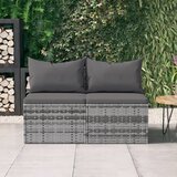 Maison Chic Vrtni sredinski kavč - Zunanji kavč z blazinami 2 kosa siv poli ratan, (22041015) | Shoptok.si