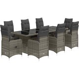  9-dijelni vrtni bistro set od poliratana s jastucima sivi | shoptok.hr