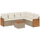 Maison Chic Seti vrtnega pohištva - Vrtna garnitura - Vrtni pohištvo set 7-delna z blazinami bež poli ratan, (21804660) | Shoptok.si