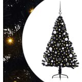 vidaXL Umjetno predsvijetljeno božićno drvce Crna 150 cm PVC | shoptok.hr