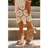 EVENTO Women's High Heel Sandals in Gold Faux Leather Lyana | shoptok.hr