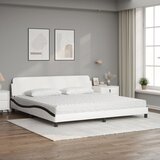 Krevet s madracem Dover bijeli-crni 200 x 200 cm od umjetne kože | Eponuda.com