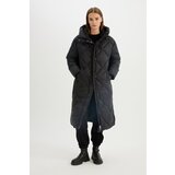 Defacto Water Repellent Hooded Long Coat Parka Quilted Zipper Snap Closure Pocket | shoptok.hr