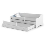 Kobi Furniture Eryk WHITE - zakonska postelja 160x80 z okvirjem, ograjo in dvema vzmetnicama, (20626012) | Shoptok.si