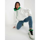 Fashion Hunters Ecru-green sweatshirt oversize cut Cene