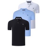 Dewberry TRIPLE SET T8561 MENS T-SHIRT-BLACK-WHITE-LIGHT BLUE Cijene