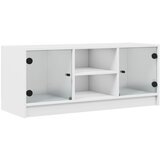 Maison Chic TV omarica - TV stojalo - Televizijska omarica s steklenimi vrati bela 102x37x42 cm, (21699800) Cene