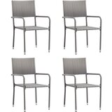 Maison Chic Vrtni jedilni stoli - Stol za vrt 4 kosi siv poli ratan JS380, (21877530) | Shoptok.si