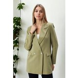 Dewberry 26139 Womens Large Size Woven Blazer Jacket-LIGHT KHAKI | shoptok.hr
