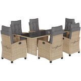  The Living Store Vrtna jedilna garnitura 7-delna z blazinami bež poli ratan - Vrtna Jedilna Garnitura, (21446683) | Shoptok.si