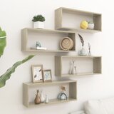 Maison Chic Stenske Police - Viseča polica kockaste 4 kosi sonoma hrast 60x15x23 cm, (21793923) | Shoptok.si