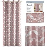 AmeliaHome Curtain FLORIS color powder pink printed theme vegetable style modern silver eyelets oxford 140x250 | shoptok.hr