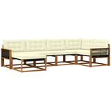 vidaXL Zunanja garnitura za sedenje z blazino 6 pcs Naravna in smetana, (5000271597) | Shoptok.si