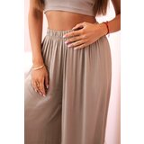 Kesi Włoski Women's wide trousers with elastic waistband camel | Shoptok.si