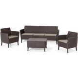  Vrtni namještaj "SALEMO 3" sa sofom, 2 fotelje, stolićem i jastucima - smeđi | shoptok.hr