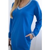 Kesi Dress with pockets and V-neckline cornflower blue | shoptok.hr