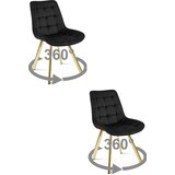  Okretna stolica SORIA 360, crni baršun, zlatne metalne noge, set 2 kom | shoptok.hr