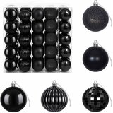  Set božićnih kuglica 75 kom. Crna 6 cm Polistiren | shoptok.hr