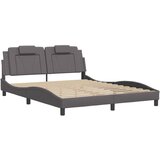  The Living Store Posteljni okvir z vzglavjem siv 160x200 cm umetno usnje - Posteljni Okvir, (21496301) | Shoptok.si