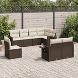 vidaXL 8-dijelni set vrtnih sofa s jastucima smeđi od poliratana Cijene