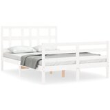 The Living Store Posteljni okvir z vzglavjem bel 120x200 cm trden les - Posteljni Okvir, (21531299) | Shoptok.si