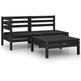 Maison Chic Seti vrtnega pohištva - Vrtna garnitura - Vrtni pohištvo set 3-delna trdna borovina črna, (21809566) | Shoptok.si