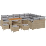 vidaXL set vrtnih sofa od 13 komada s jastučićima Bež Poly Rattan Acacia, 2-sjedala vrtni sofa s odlaganjem i jastučićima Bež Poly Rattan, 4-komadni set vrtne blagovaonice s jastučićima Bež Poly Rattan Acacia Cijene