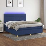  Krevet box spring s madracem LED plavi 180x200 cm od tkanine | shoptok.hr